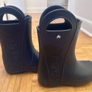 CROCS Kids Navy Blue Easy-Handle Rain Boots